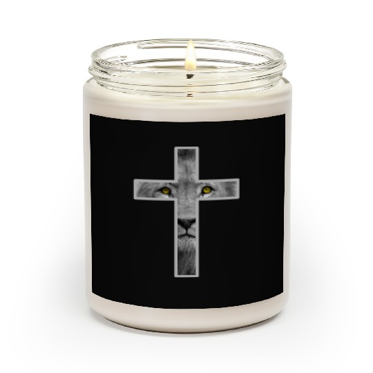 Christian Cross with Jesus the Lion of Judah Scented Candles