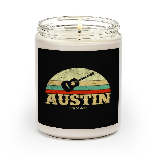 Retro Austin Texas Guitar Vintage Lone Star State Scented Candles