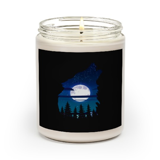 Howling wolf full moon forest howling wild Scented Candles