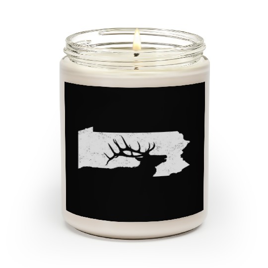 Pennsylvania Elk Hunting Bull Elk PA State Shape Scented Candles