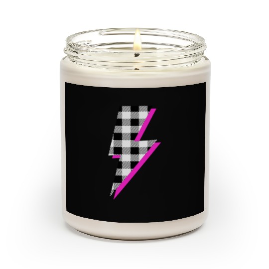 Buffalo Plaid Lightning Bolt Pink Shadow Graphic P Scented Candles