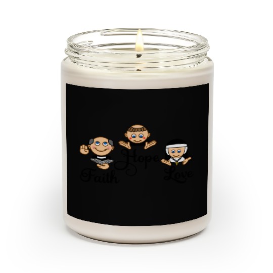 Faith Hope Love with nun, pastor and monk Scented Candles
