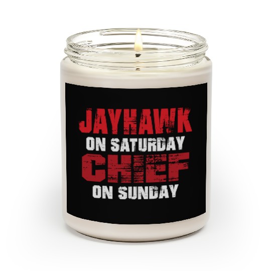 Jayhawk On Saturday Chief On Sunday Funny Kansas C Scented Candles