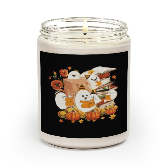 Cute Ghost Book Reading Halloween Teacher Library Scented Candles