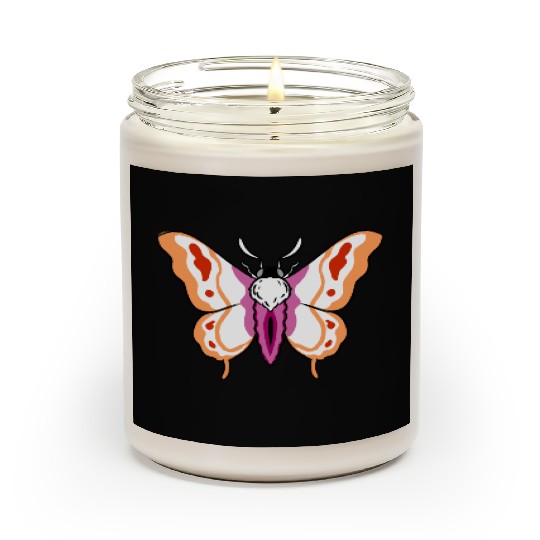 Lesbian Moth Orange Pink Lesbian Pride Scented Candles