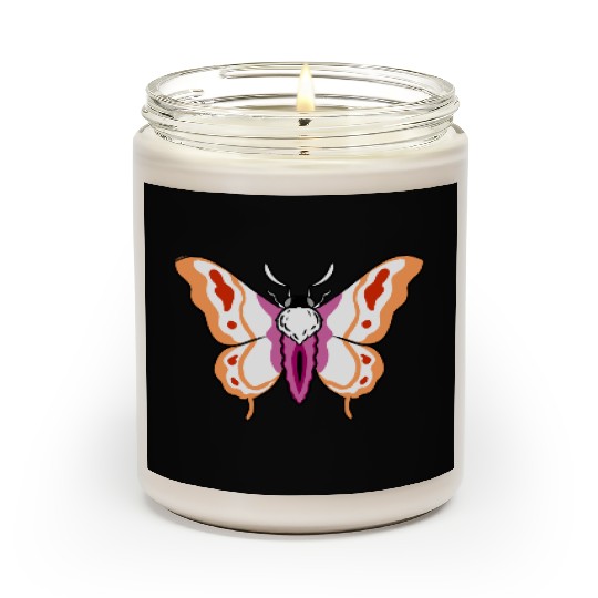 Lesbian Moth Orange Pink Lesbian Pride Scented Candles