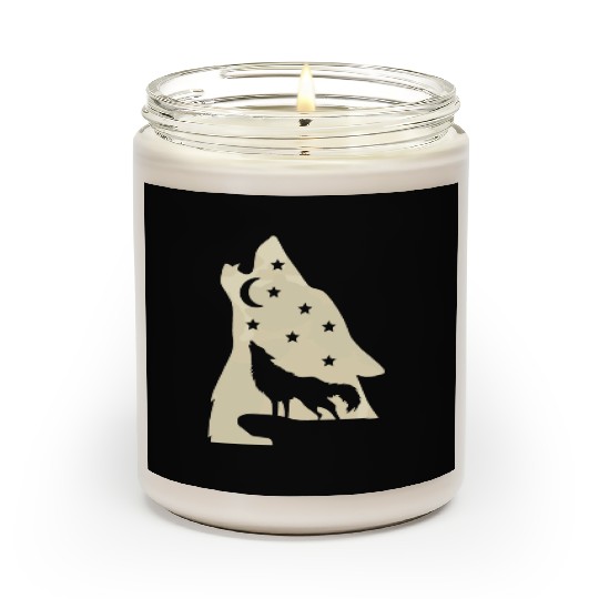 Wolf silhouette howling wolf moonlight Scented Candles