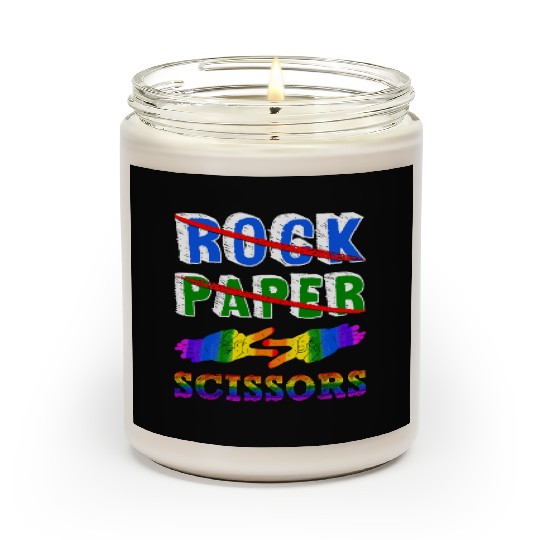 Rock Paper Scissors Lesbian Couple LGBTQ Pride Mon Scented Candles