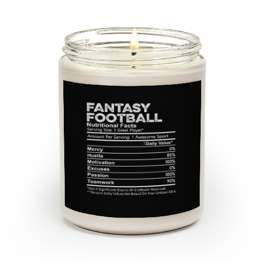 Funny Fantasy Football Nutrition Facts Player Men Scented Candles