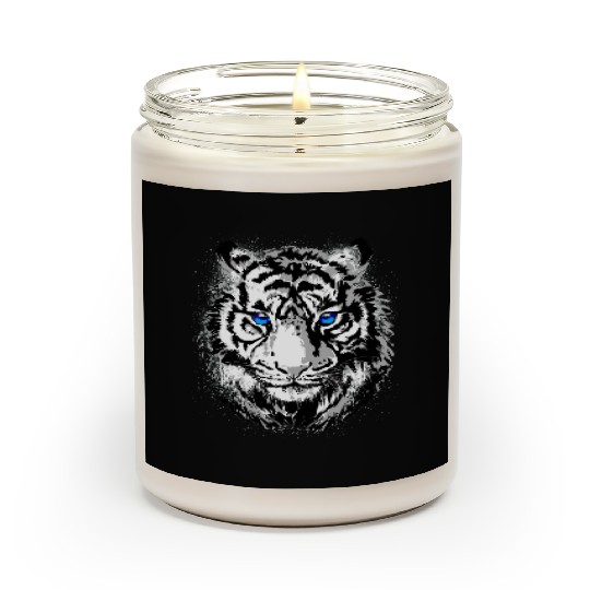 White Tiger Head Portrait - Wildlife Big Cats Scented Candles
