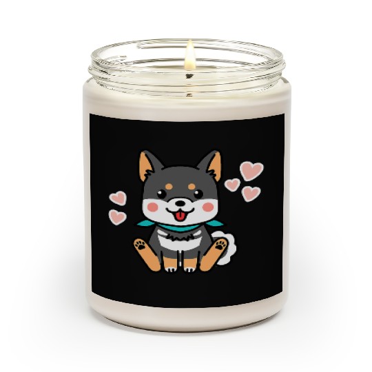 Black Shiba Inu Valentines Day Kawaii Japanese Dog Scented Candles