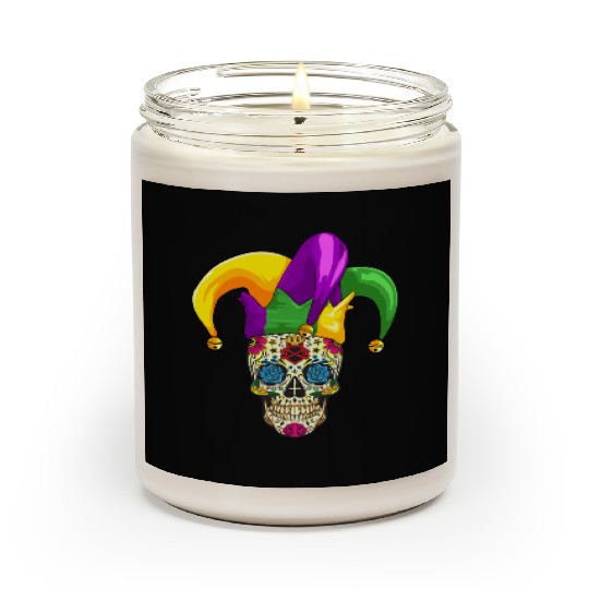 Sugar Skull Mardi Gras Jester Joker Louisiana Carn Scented Candles