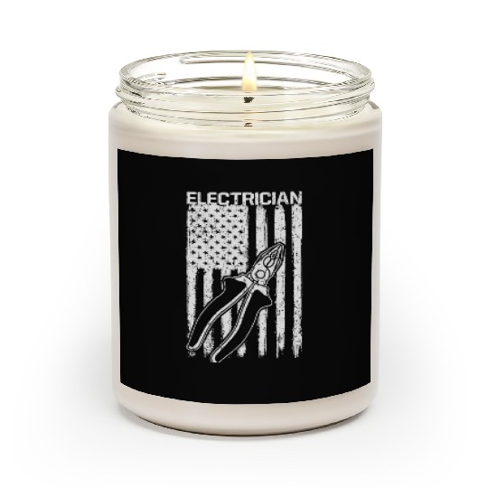 Vintage USA Flag Patriotic Electrician Lineman Scented Candles
