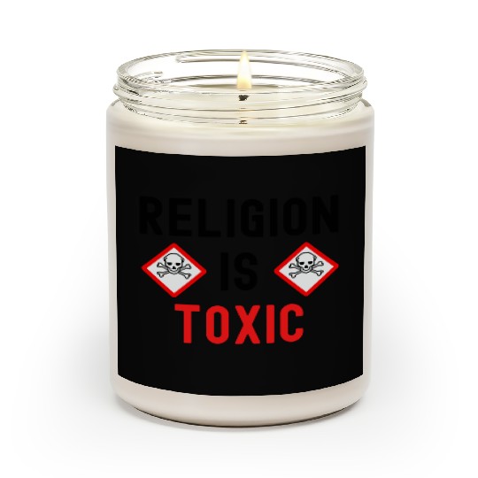 RELIGION Is TOXIC Skull Crossbones toxicity symbol Scented Candles