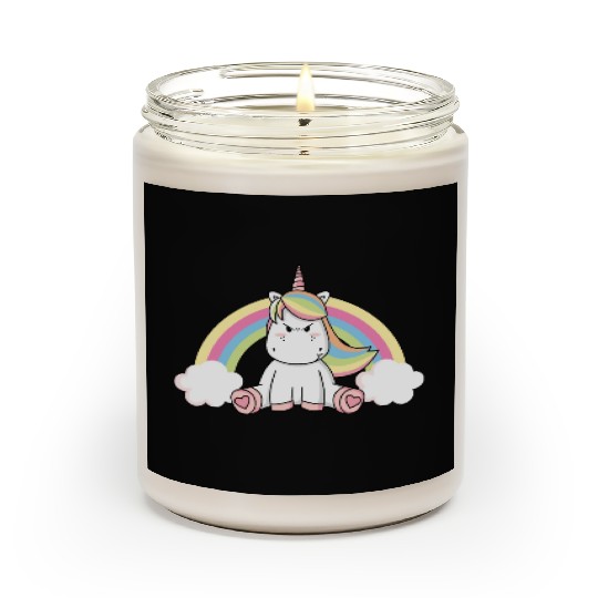 Grumpy Unicorn Evil Bad Mood Unicorn Rainbow Scented Candles