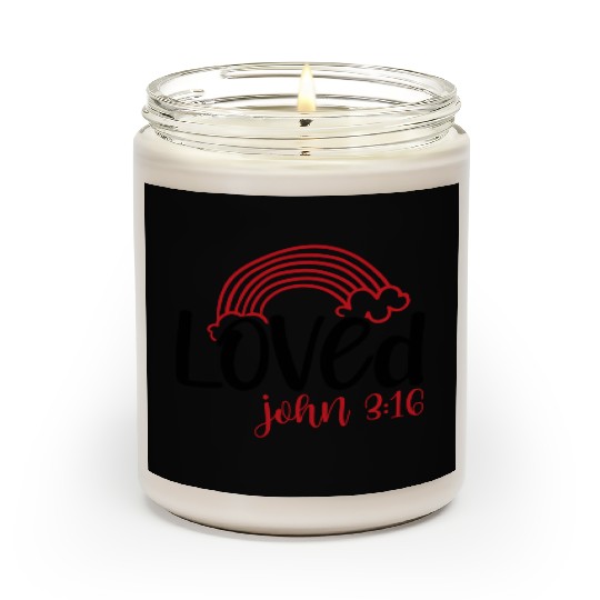 Loved john 3 16 Valentine Day Bible Verse Text Art Scented Candles