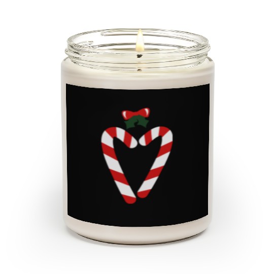 beautiful christmas candy canes in love heart with Scented Candles