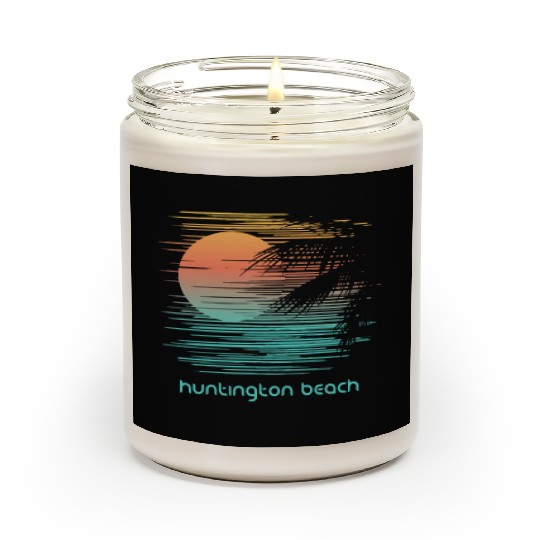 Artistic Huntington Beach California Palm Tree Scented Candles