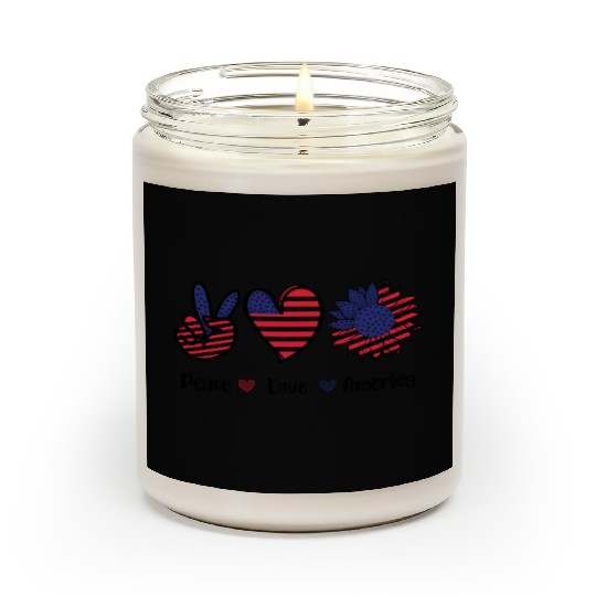 Peace Love America 4th July Gift Scented Candles Design