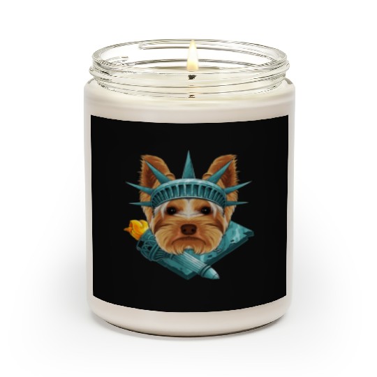 Statue Of Liberty Yorkshire Terrier 4th Of July US Scented Candles