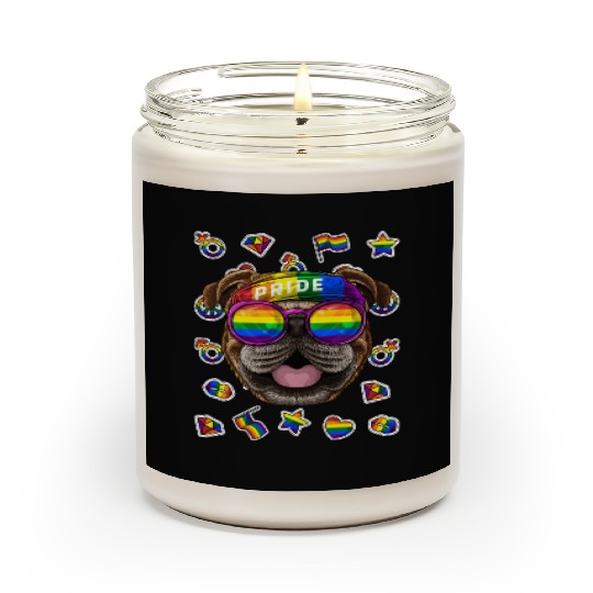 LGBT Bulldog Gay Pride Month Dog Rainbow Lesbian Scented Candles