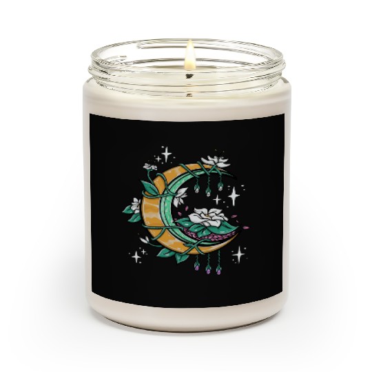 Floral Moon Celestial Lunar Flowers Aesthetic Cres Scented Candles