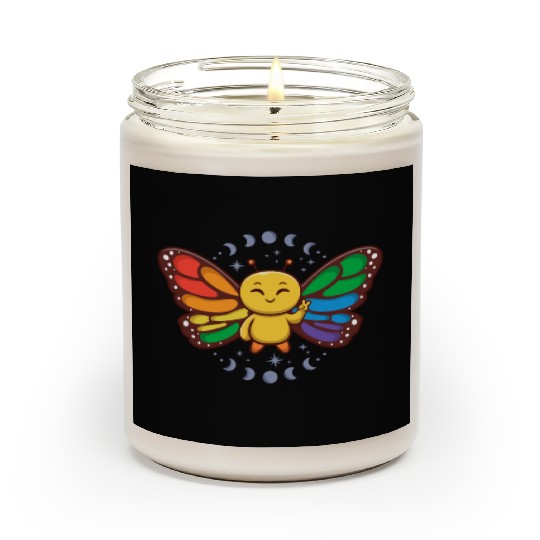 LGBTQ Rainbow Flag Monarch Butterfly Pride Month Scented Candles