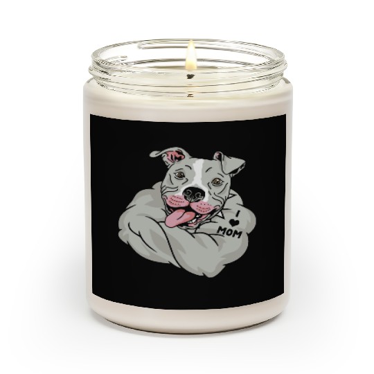 Cute Pitbull I Love Mom Tattoo Scented Candles