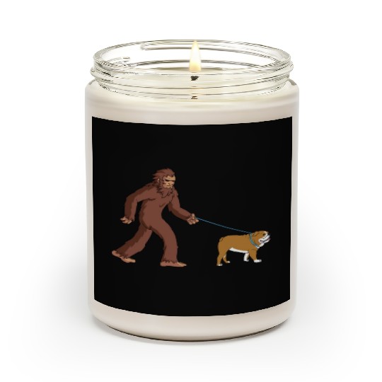 Bigfoot Sasquatch Walking English Bulldog Scented Candles
