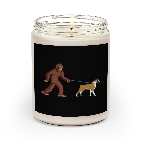 Bigfoot Sasquatch Walking Boxer Dog Scented Candles