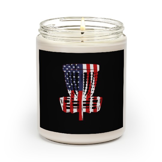US Flag Disc Golf Basket 4th of July Disc Golfer Scented Candles
