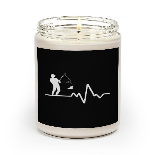 Heartbeat Line With Hobby Fisherman White Design Scented Candles