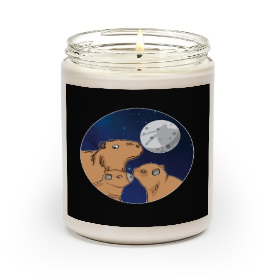 Three Capybara Moon Funny Pelican Capybara Wolf me Scented Candles
