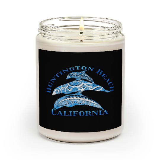 Huntington Beach California Vacation Tribal Dolphi Scented Candles