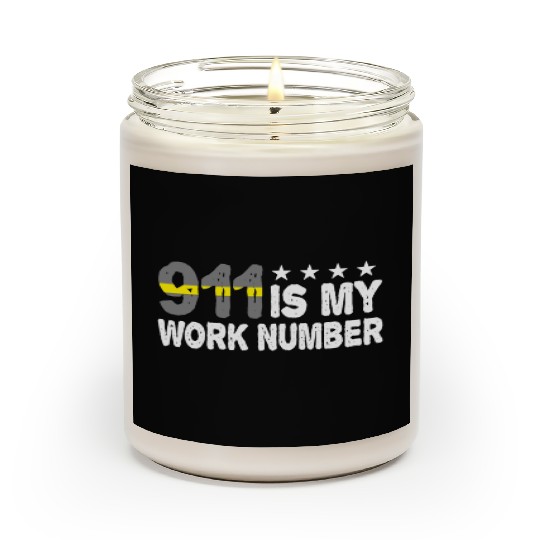 911 Is My Work Number Yellow Line Police Dispatch Scented Candles