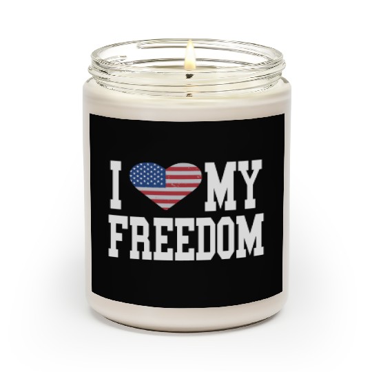 Patriotic American Flag I Heart Freedom, I Love Scented Candles