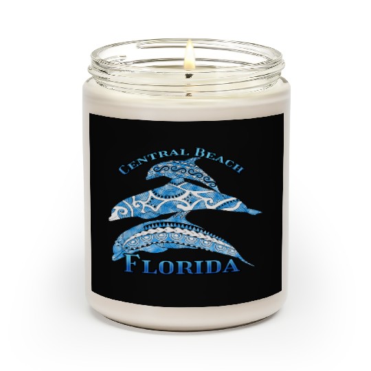 Central Beach Florida Vacation Tribal Dolphins Scented Candles