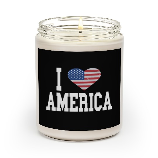 US Flag Proud American I Heart America, I Love Scented Candles