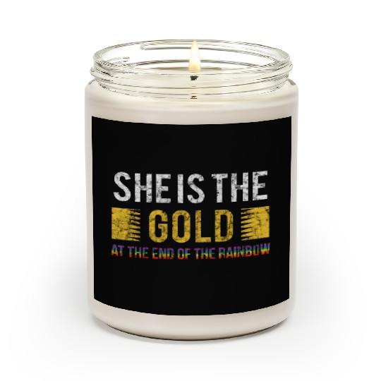 LGBT Gay Pride Lesbian She Is The Gold Rainbow Scented Candles