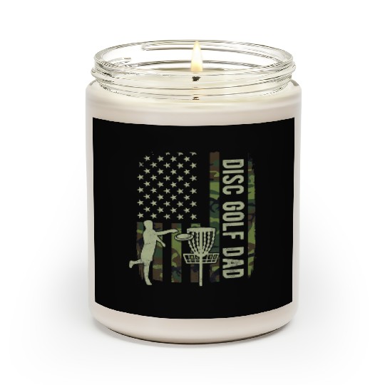 Disc Golf Dad Camouflage American Flag Fathers Day Scented Candles