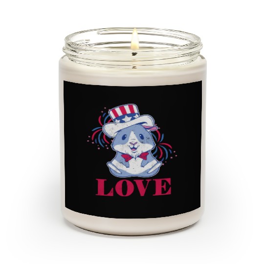 Love America American Pig Guinea USA 4th Of July Scented Candles