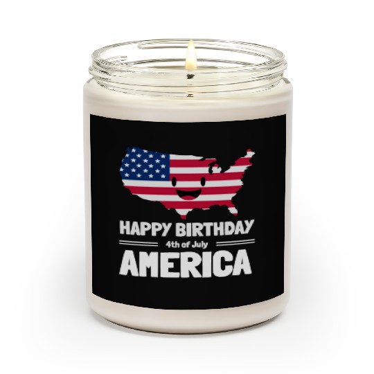 Happy Birthday America 4th of July American Flag Scented Candles