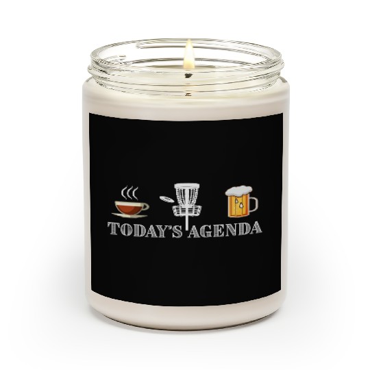 Today's Agenda Coffee Disc Golf Beer Funny Gift Scented Candles