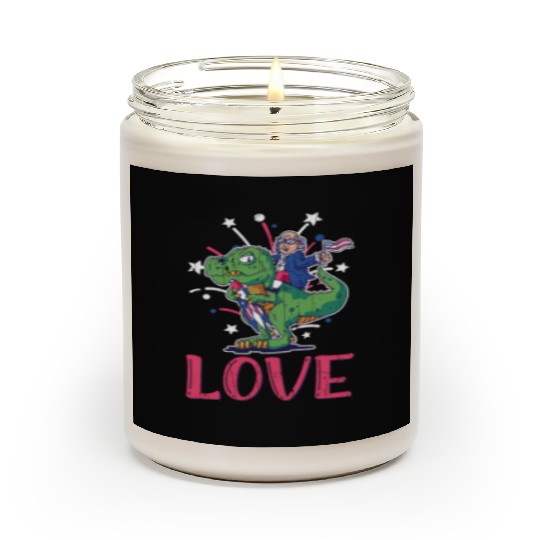 Love America Washington Dinosaur USA 4th Of July Scented Candles
