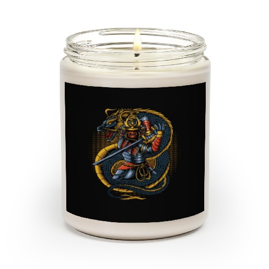 japanese samurai warrior with dragon Scented Candles