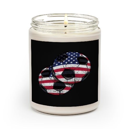 Soccer Ball America American Flag 4th Of July Scented Candles