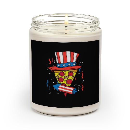 Pizza US Flag Hat Firecracker 4th Of July Food Scented Candles