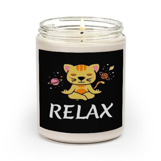 zen yoga cat space meditation sport training Scented Candles