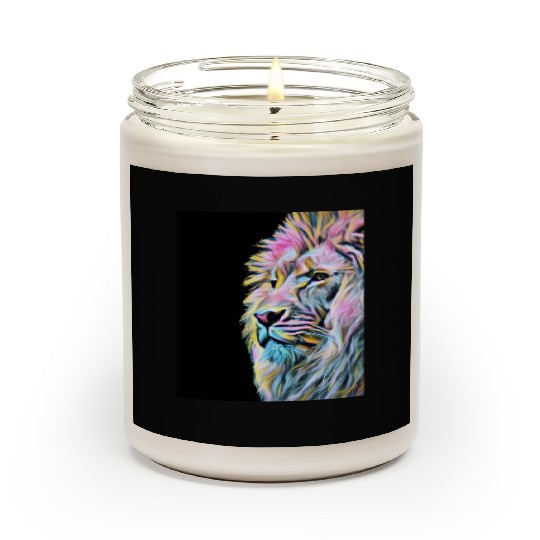 Artistic Colorful Lion Head Wild Animal Scented Candles