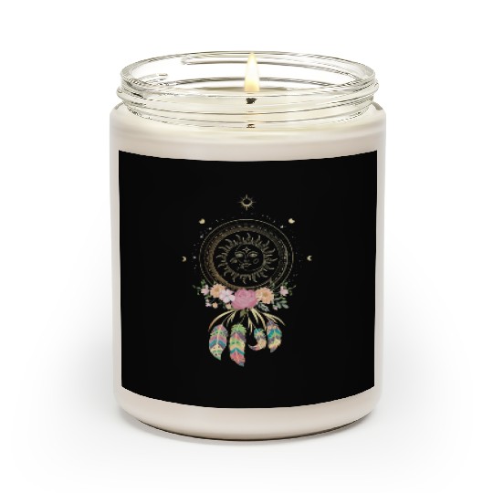 Beautiful Dreamcatcher Sun Moon Flowers Scented Candles